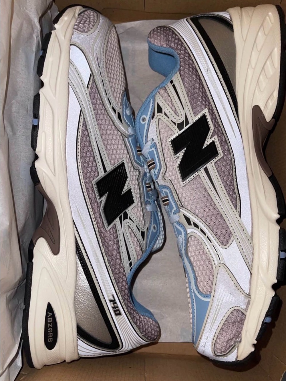 New Balance Men's Blue, Taupe & Cream Mesh Athletic Sneakers